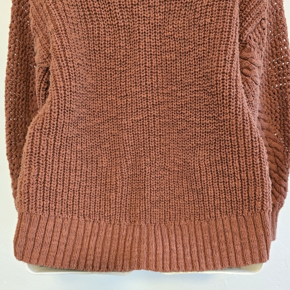American Eagle - Rust V-Neck Hand Knit Oversized Sweater Cotton - Picture 11 of 15